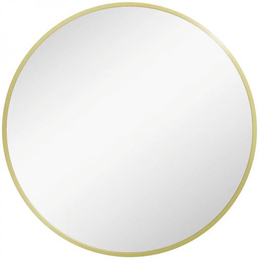 Espejo de Baño Redondo Ø60 cm Espejo Decorativo de Pared con Marco de Aluminio y Gancho Fácil Instalación Dorado [8]