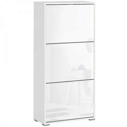 Armario de Zapatos Zapatero Moderno con 3 Cajones Capacidad de 18 Pares de Zapatos para Pasillo 60x26x124 cm Blanco [9]