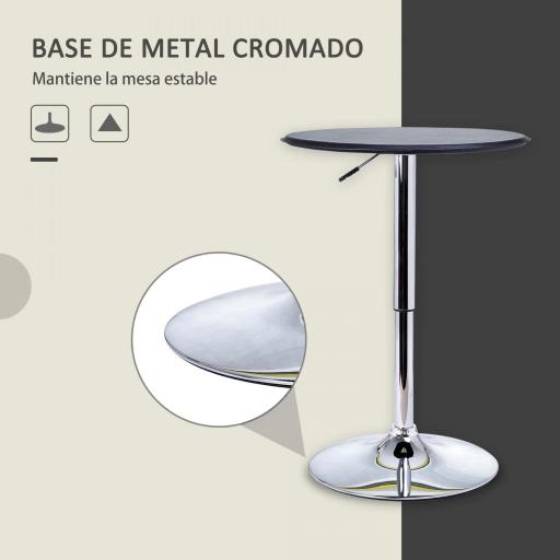 Mesa de Bar con Altura Ajustable Giratoria 360° con Base Redonda Mesa Alta Moderna para Cocina Ø63x67-93 cm Negro [4]