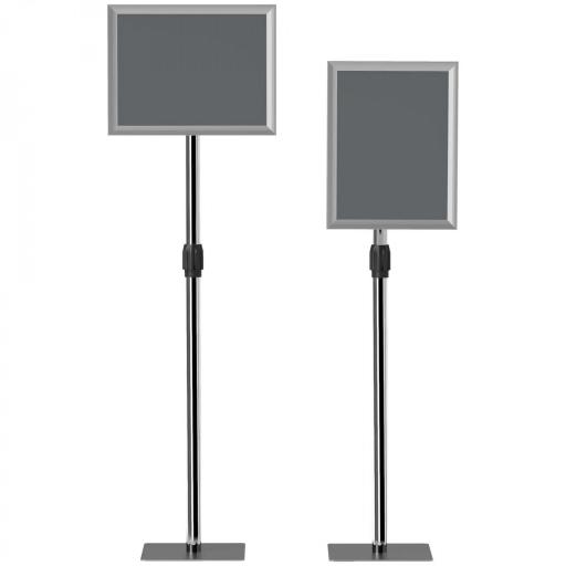Soporte para Carteles A3 Altura Ajustable, Giratorio 360° Marco de Aluminio y Acero Inoxidable Plata [10]