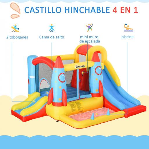 Castillo Hinchable para Niños +3 Años con 2 Toboganes Piscina y Zona de Salto 330x265x185 cm Multicolor [5]