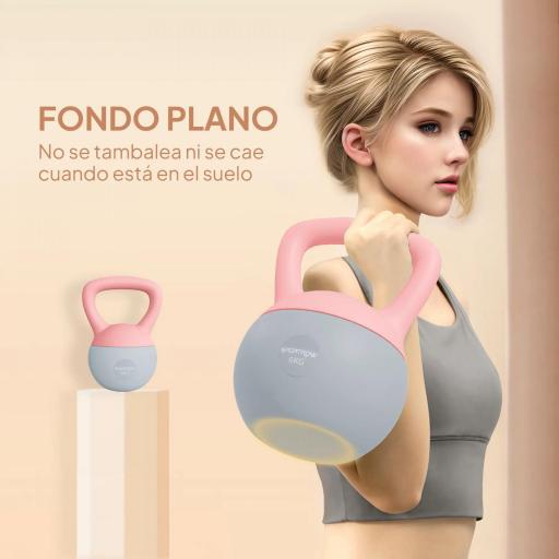 Pesa Rusa 6 kg Kettlebell Relleno de Arena Metálica y Mango Antideslizante para Entrenamiento en Casa 19x19x28 cm Rosa [1]