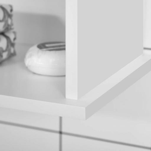 Armario de Pared para Baño Multiusos con Estante Ajustable Puertas de Listones y Compartimento 60x20x70 cm Blanco [3]