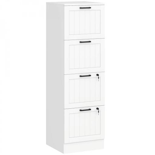 Mueble Archivador con 4 Cajones Cerraduras Carpetas A4 y Carta 40x40x131 cm Blanco [8]