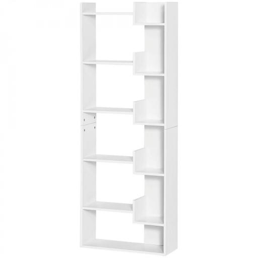 Estantería de 6 Niveles Librería Vertical de Forma Irregular Diseño Moderno Sistema Antivuelco 60x21x162,5 cm Blanco [9]