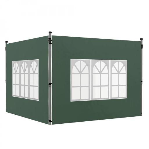 Paredes Laterales para Carpa de 3 x 3 / 3 x 4 m 2 Paneles de Tela Oxford de 295x195 cm con Ventana para Fiestas Verde [8]