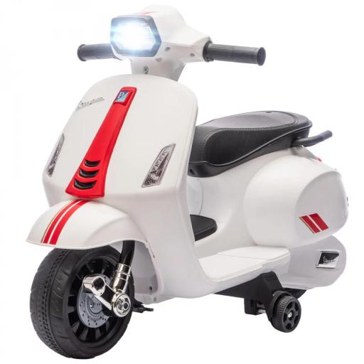 Moto Eléctrica para Niños de 2-6 Años con Batería 6V Faro Bocina y Ruedas Auxiliares Blanco [9]