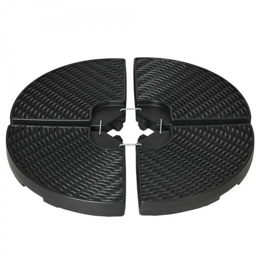 Base para Sombrilla de 4 Piezas Rellenable con Arena 68 kg o Agua 52 L para Jardín Patio Terraza Negro [8]