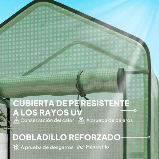 Invernadero Resistente de 5 Niveles con 1 Puerta con Cremallera Anti-UV Diseño Ensanchado y Estantes 90x49x193 cm Verde [3]