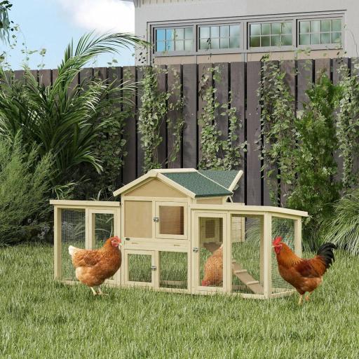 Gallinero para Exterior Grande de Madera 204x85x93 cm con Caja de Anidación Corral Bandeja Extraíble y Percha Natural [7]