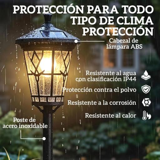 Set de 2 Farolas Solares de Jardín con Altura Ajustable 2 Modos de Brillo IP44 Impermeable para Terraza Patio Negro [3]