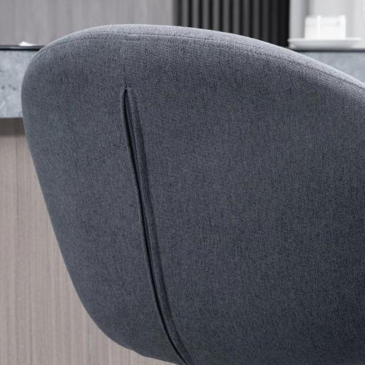 Taburete de Bar Regulable Tapizado de Tela con Reposapiés y Pata de Acero Carga 110 kg 54x54x92-112 cm Gris Oscuro [6]