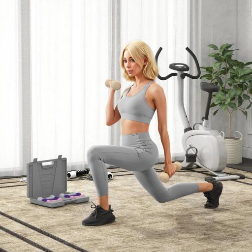 Juego de Mancuernas de 8 Piezas 2x0,5 kg 2x1 kg 2x1,5 kg 2x2 kg Antideslizantes y Estuche de Transporte Multicolor