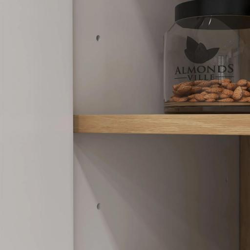 Alacena de Cocina con 4 Puertas Encimera para Microondas Estantes Ajustables Orificio de Cable y Patas de Madera Blanco [6]