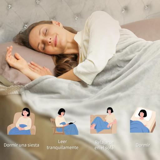 Manta Eléctrica 180x130 cm 10 Niveles de Temperatura Temporizador Lavar a Máquina, Pantalla LED Gris [3]