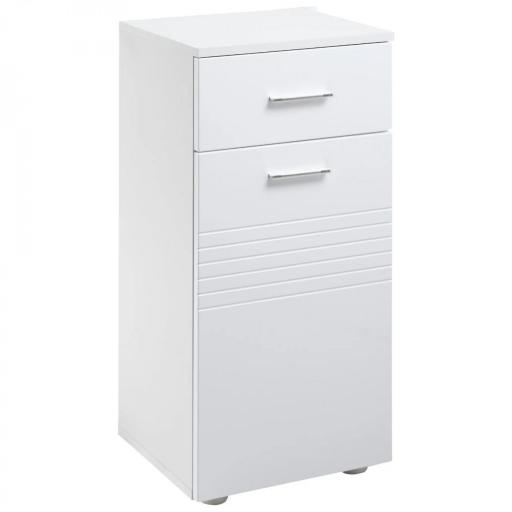 Armario Auxiliar de Baño Mueble de Baño de Suelo con Puerta Cajón y Estante Ajustable para Salón 35x30x77,5 cm Blanco [10]