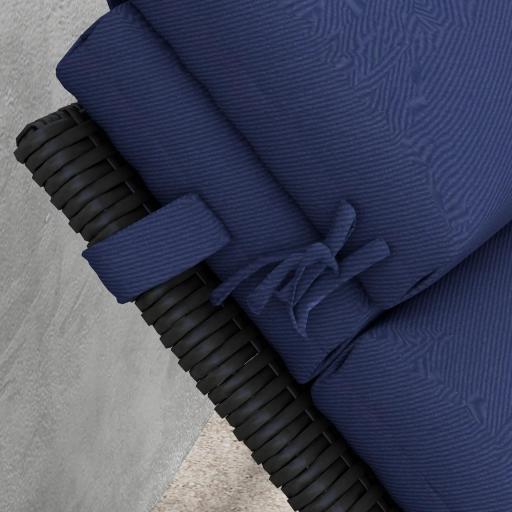 Cojín para Tumbona de Algodón 196x63x6 cm con Tela Hidrófuga Cojín de Asiento y Respaldo Azul Oscuro [6]