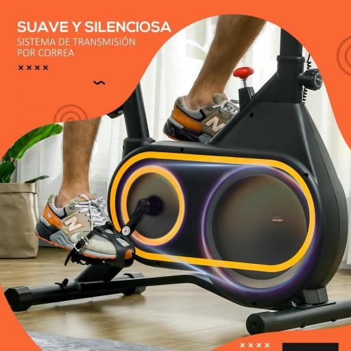 Bicicleta Estática con Asiento y Manillar Ajustables Pantalla LCD Volante Inercia 4 kg y Soporte para Botella Negro [4]
