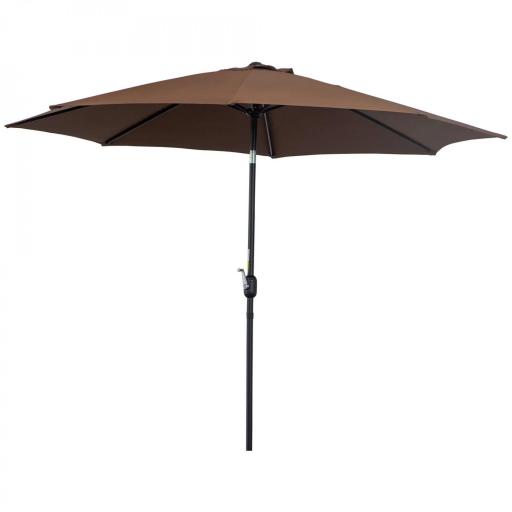 Sombrilla de Jardín Ø295x250 cm con Manivela Parasol Exterior con Mecanismo de Inclinación y Poste Desmontable de Metal para Terraza Piscina Patio Café [7]