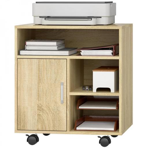 Mueble para Impresora con Ruedas Multifuncional con Estantes con Amplio Espacio de Almacenaje 60x50x65,5 cm Natural [8]
