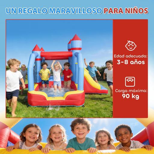 Castillo Hinchable para Niños con Soplador Tobogán Trampolín Piscina Pilar de Boxeo y Aro de Baloncesto 277x270x215 cm [7]