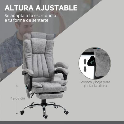 Silla de Oficina con 6 Puntos de Masaje Ajustable con Función de Calefacción Reposapiés Retráctil y Control Remoto Gris [6]