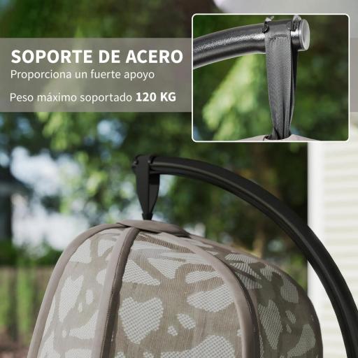 Silla Colgante con Soporte de Acero Sillón Colgante Hamaca con Cesta Plegable y Cojines para Interiores y Exterior Carga 120 kg 126x96x172 cm Marrón [7]