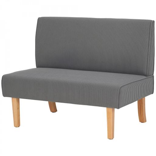 Sofá de 2 Plazas Tapizado en Pana con 2 Puertos USB 1 Puerto Tipo-C y Patas de Madera Carga 220 kg 110x60x85 cm Gris [8]