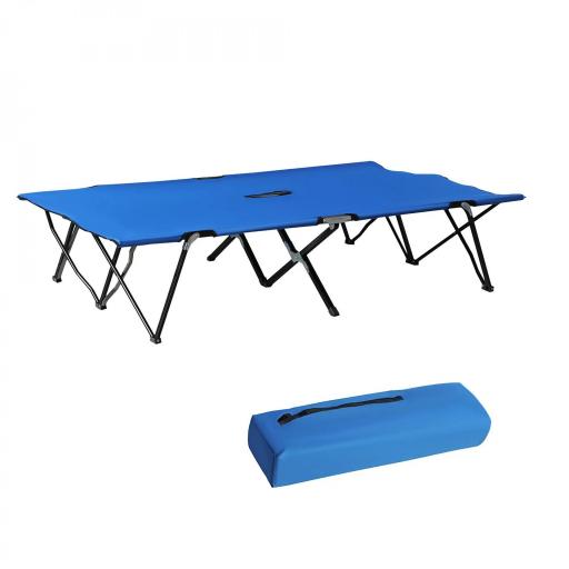 Cama de Acampada Plegable con Bolsa de Transporte y Marco Metálico Carga 136 kg para Playa Senderismo 193x125x40 cm Azul [6]