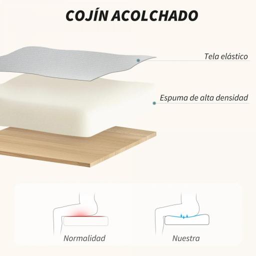 Silla de Oficina Moderna con Reposabrazos de Madera Asiento Ajustable y Ruedas para Oficina y Estudio 59x55x84-94cm Gris [4]