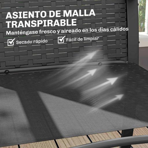 Conjunto de Muebles de Jardín de Ratán Sintético con 2 Sillas con Cojines y Mesa con Tablero de Vidrio Gris [3]