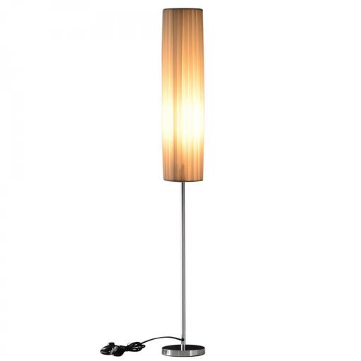 Lámpara de Pie Moderna para Dormitorio Estudio Salón (2 E27 Bombilla) Interruptor de y Bajo Consumo con Base de Acero Inoxidable 120 cm Blanco [5]