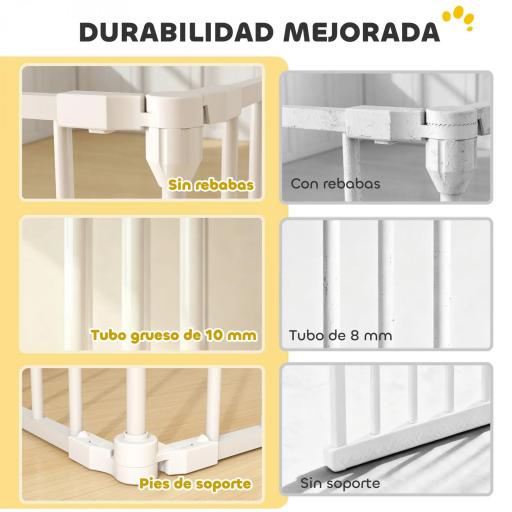 Barrera para Perros Plegable Valla para Mascotas de 6 Paneles Puerta con Cierre Doble para Escalera Pasillo Blanco [6]