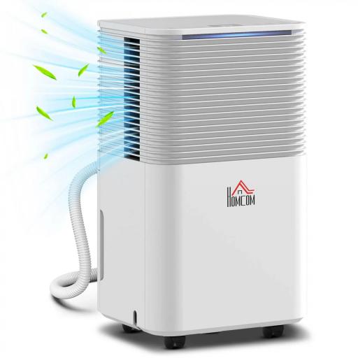 Deshumidificador 10L/día Silencioso con 3 Modos Pantalla LED Temporizado 24H Bloqueo Infantil y Drenaje Continuo Blanco [8]