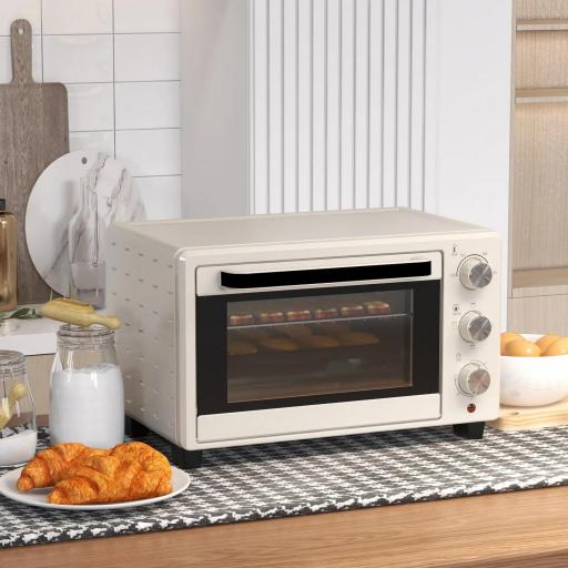 Horno Sobremesa de 21L 1400W Mini Horno Eléctrico Temporizador hasta 60min y Temperatura Regulable hasta 230℃ Crema [7]