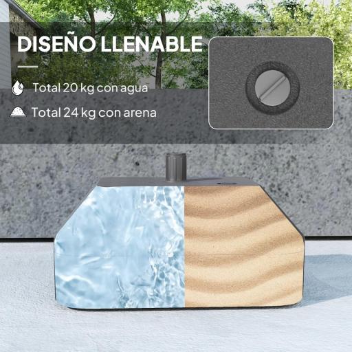 Base Rellenable para Sombrilla de Jardín Resistente y Estable Compatible con Postes de 38 mm y Sombrillas de 2,5 m [2]