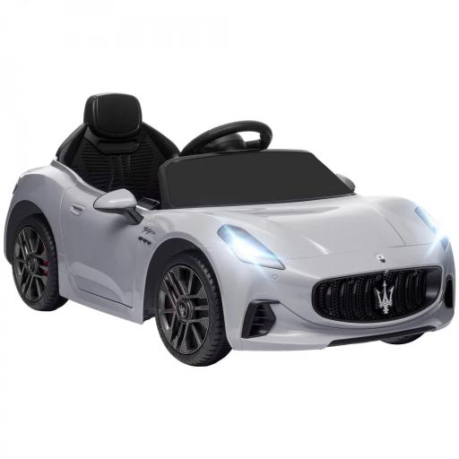 Coche Eléctrico Infantil Maserati Gran Turismo Folgore con Batería 12V Mando a Distancia Faros Bocina Música MP3 Gris [8]