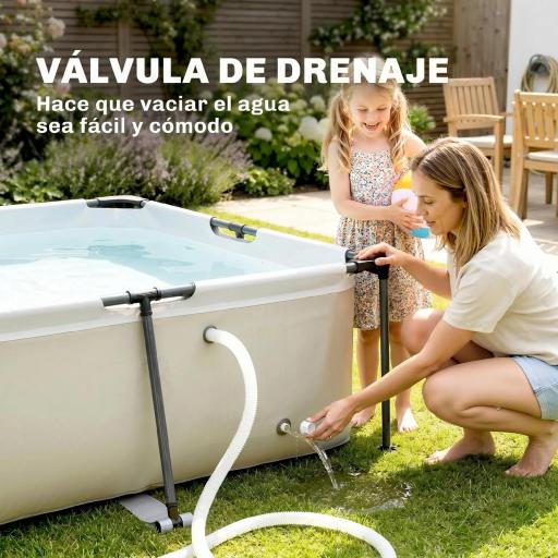 Piscina Desmontable Tubular 316x238x66,5 cm 3700 L con Marco Metálico Parche de Reparación sin Depuradora Gris [6]