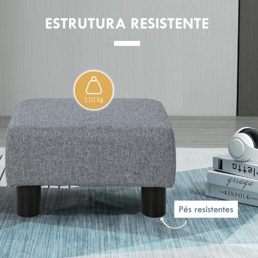 Reposapiés de Salón Taburete Bajo con Asiento Acolchado Rectangular para Sala de Estar Dormitorio 40x30x24 cm Gris [5]