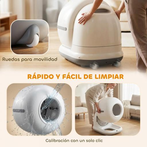 Arenero Gatos Autolimpiable 72L Extragrande Control por APP Control de Olores y Ruido Sensores de Seguridad Alfombrilla [6]