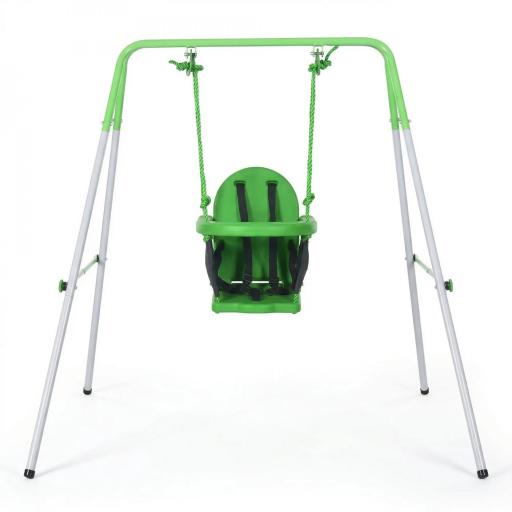 Columpio Infantil para 6-36 Meses con Respaldo y Cinturón de Seguridad para Interior Exterior 122x146x122 cm Verde [9]
