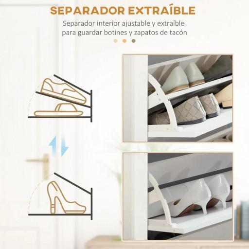 Mueble Zapatero Blanco Armario Zapatero Alto con 3 Cajones Abatibles para 18 Pares de Zapatos 72x26x112 cm Blanco [5]