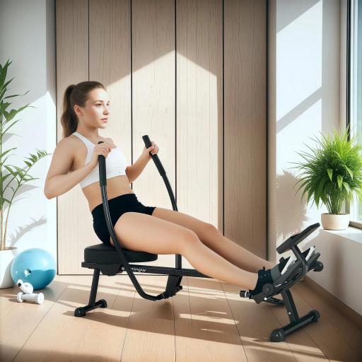 Máquina de Remo para Casa con 12 Niveles de Resistencia Hidráulica Pantalla LCD para Entrenaminto en Gimnasio Negro