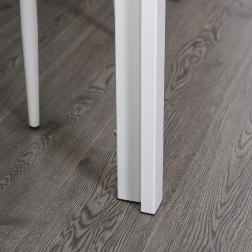 Conjunto de Comedor de Mesa y 4 Sillas 5 Piezas Mesa Rectangular de Vidrio Templado y Sillas Tapizadas en PU Blanco [8]