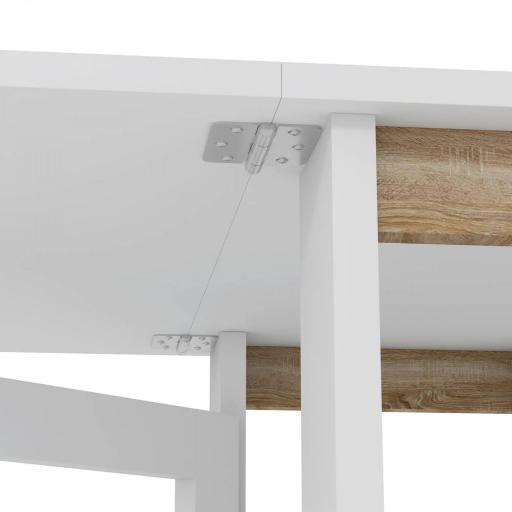 Mesa de Cocina Plegable con Alas Abatibles 2 Ruedas y Estantes Estilo Moderno 120x60x75 cm Blanco [7]