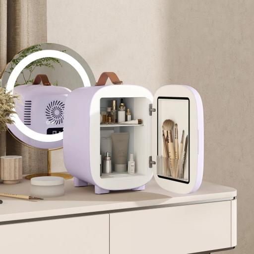 Nevera Pequeña Extrasilenciosa 4L 9V/240V para Enfriar y Calentar Mini Frigorífico 20,3x26,3x28 cm Violeta