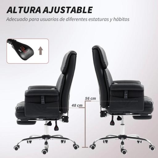 Silla de Oficina con 6 Puntos de Masaje Reposapiés Retráctil Altura Ajustable Control Remoto y Soporte Lumbar Negro [5]