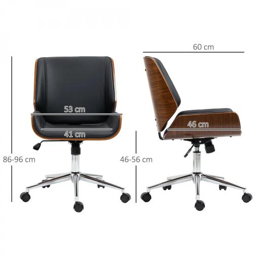 Silla de Oficina Giratoria de PU con Altura Ajustable Función de Inclinación y Ruedas 51x65,5x82-92 cm Negro [1]