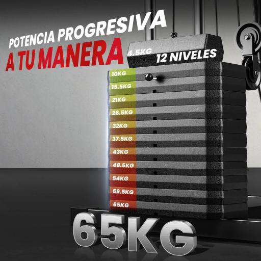 Máquina de Musculación con Pesas Ajustables de 65 kg Prensa de Pecho y Piernas Polea 135x103x210 cm Negro [3]