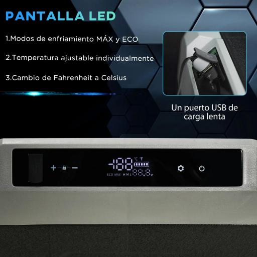 Nevera Compresor Portátil 40L Nevera Portátil Eléctrica para Coche Congelador CC 12V/24V hasta -20℃ con Pantalla LED Táctil Asa Retráctil Ruedas para Camping Viajes 71,1x46x44 cm Negro [6]